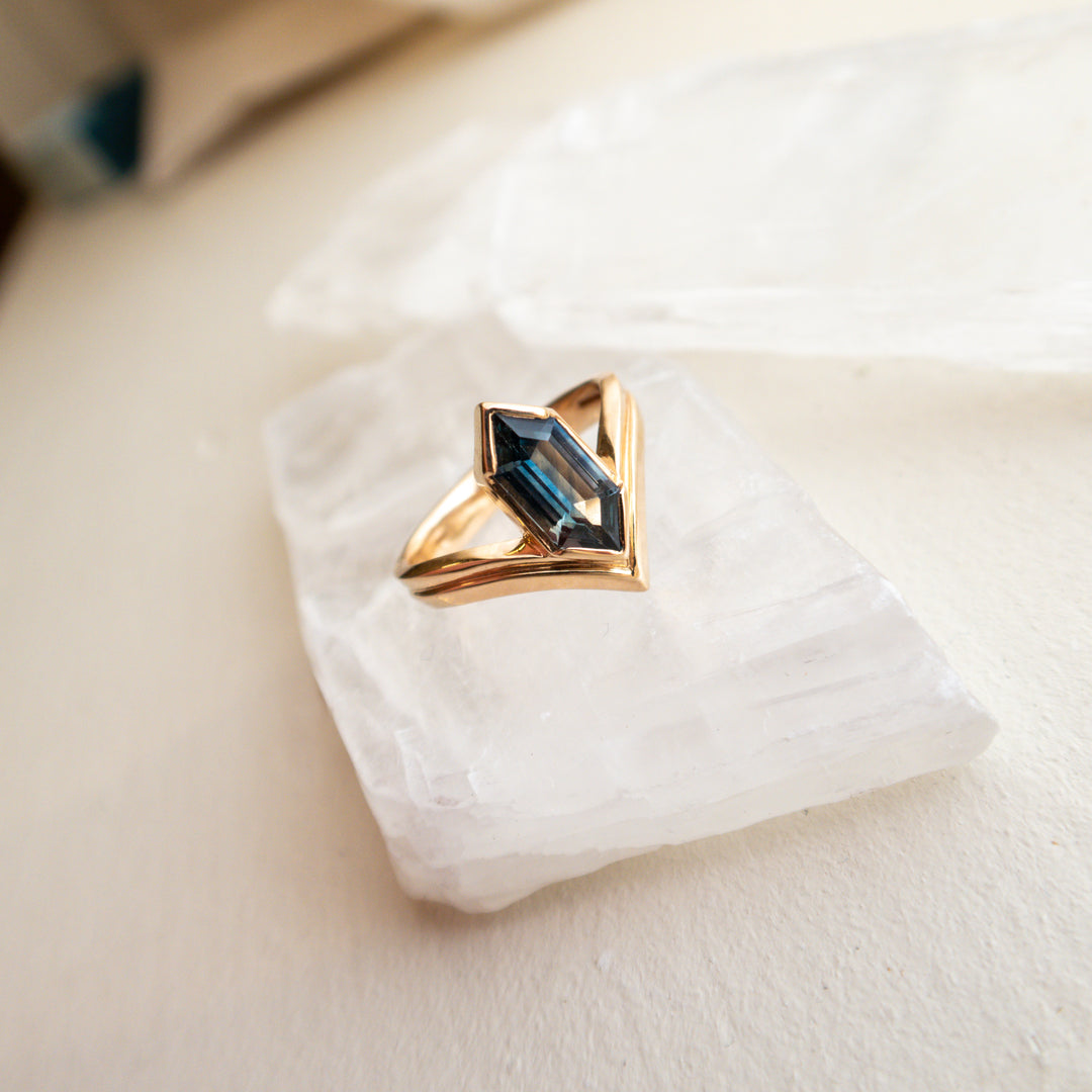 1.67 CT Hexagon Sapphire with Double V Band