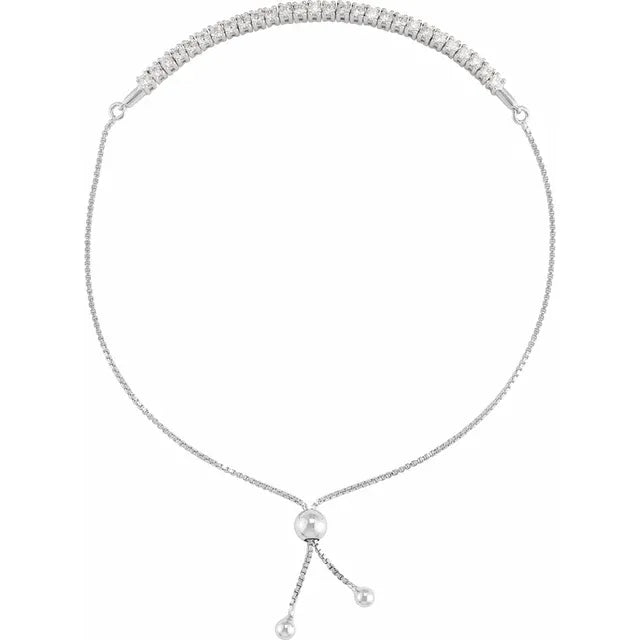 Diamond Bolo Bracelet | 14K White Gold