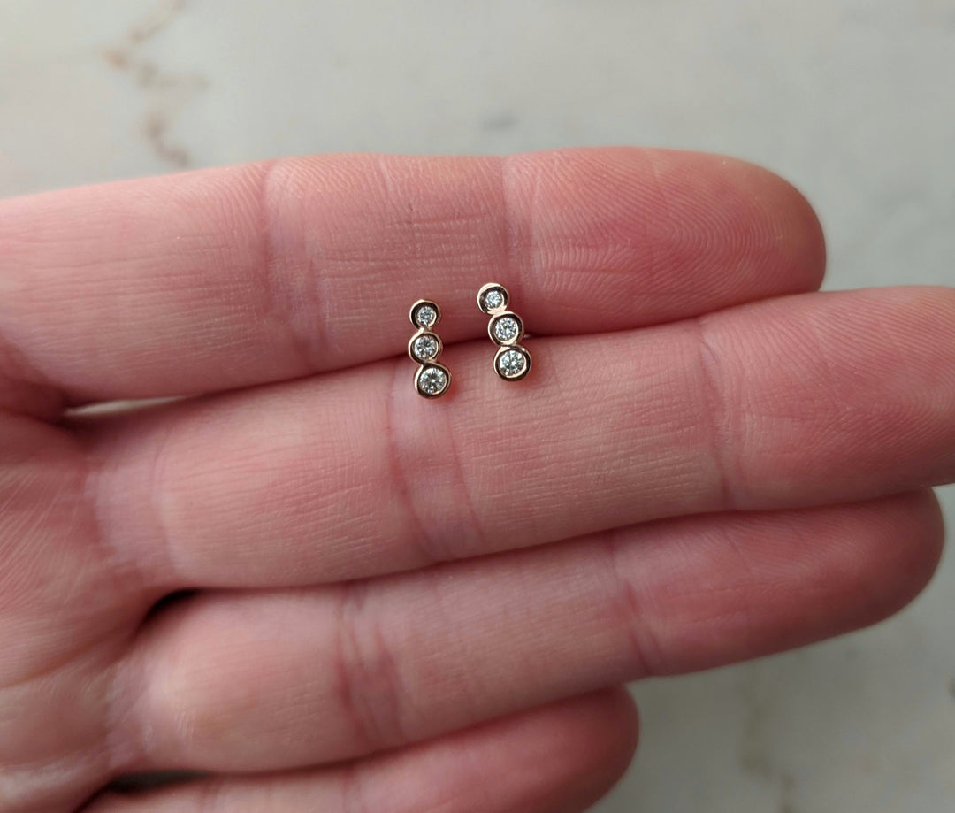 Petite Diamond Ear Climbers | 14K Rose Gold