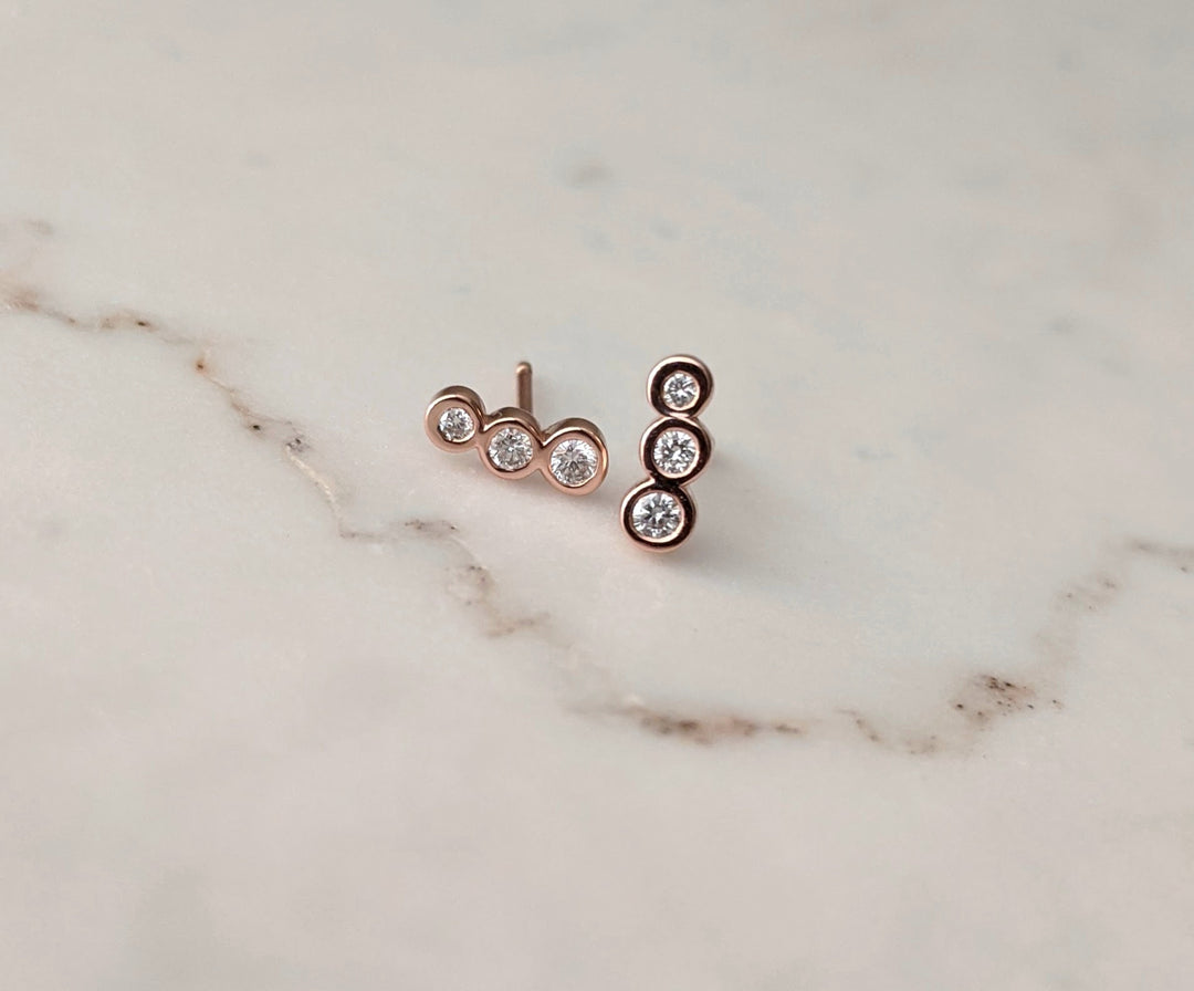 Petite Diamond Ear Climbers | 14K Rose Gold