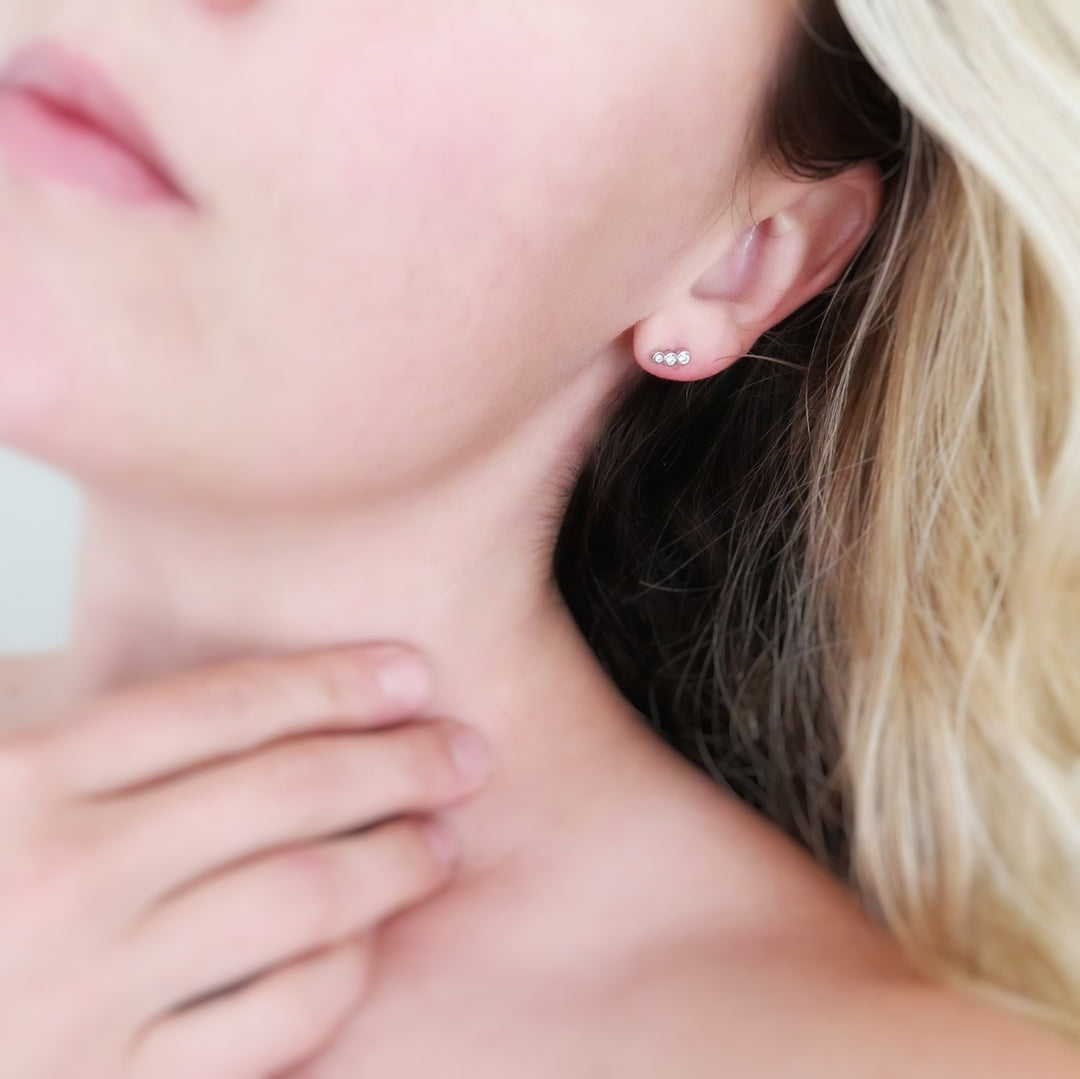 Petite Diamond Ear Climbers 14K White Gold