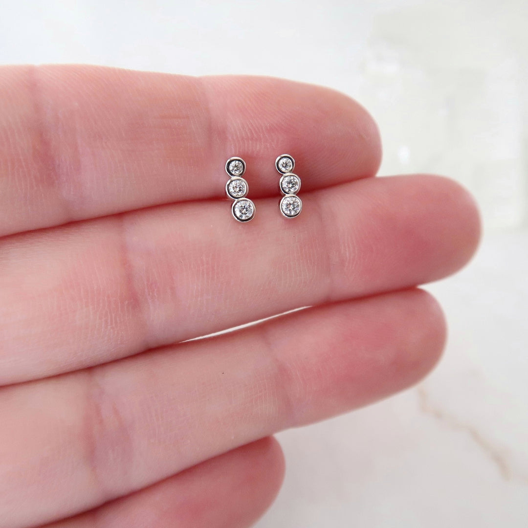 Petite Diamond Ear Climbers 14K White Gold