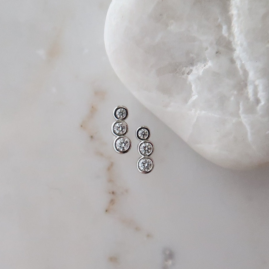 Petite Diamond Ear Climbers 14K White Gold