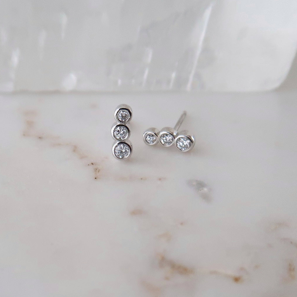 Petite Diamond Ear Climbers 14K White Gold