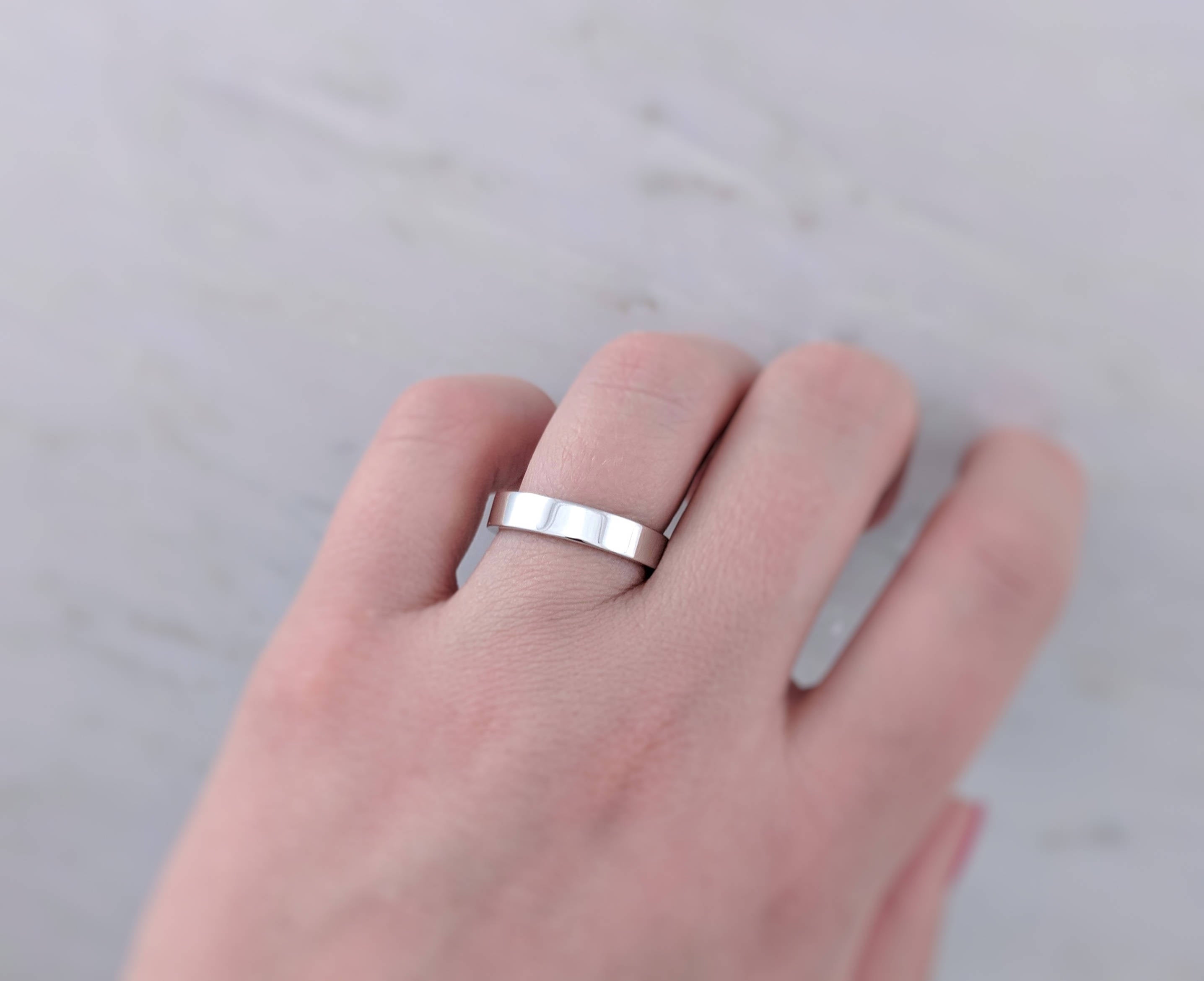4mm 14K White Gold Flat Band - Main Image