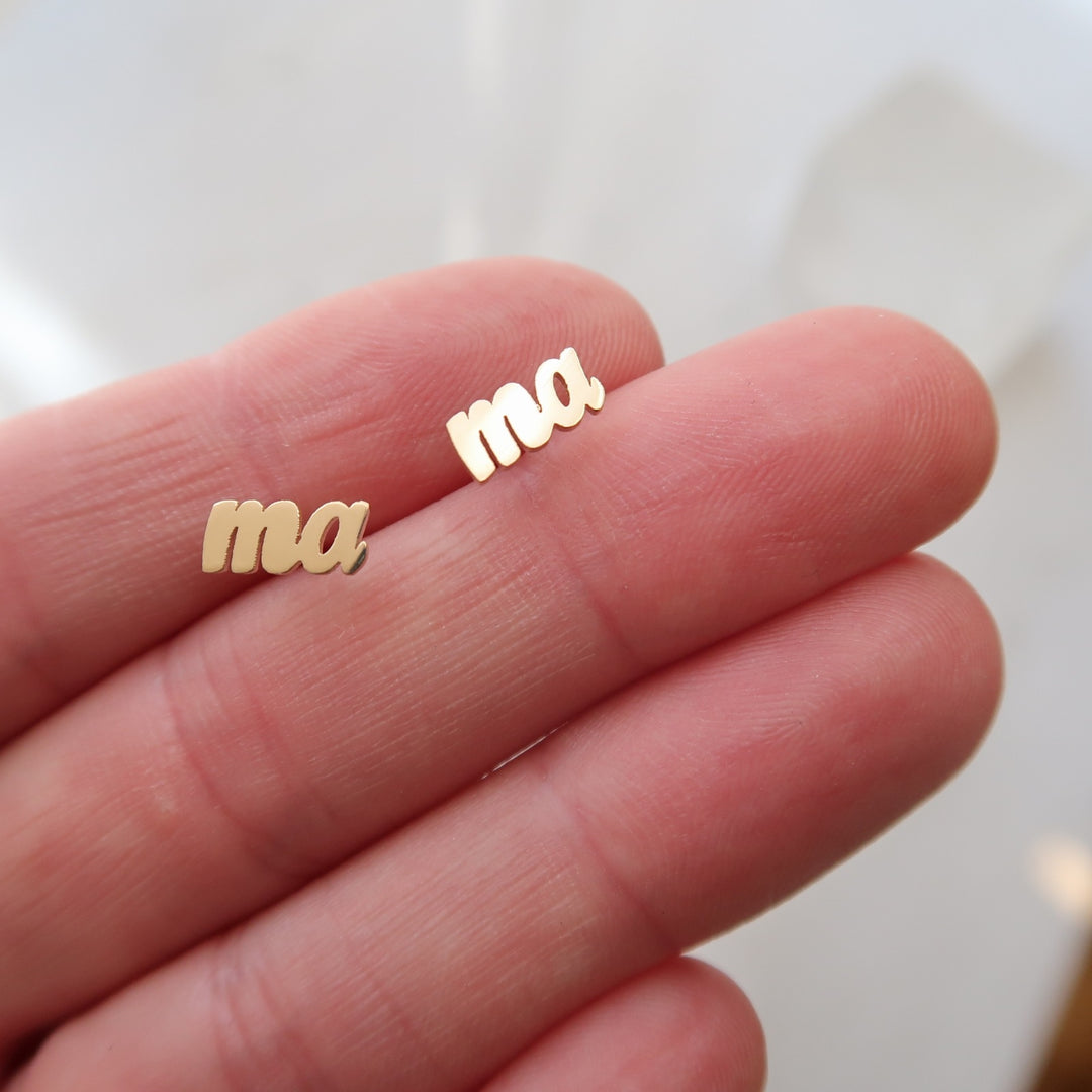 Ma Ma Stud Earrings 14K Yellow Gold