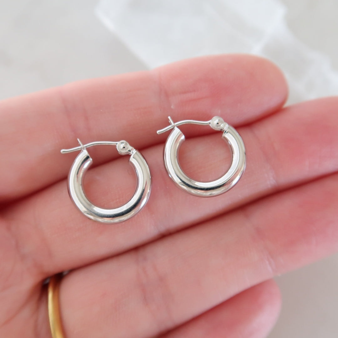 Petite Chubby Hoops 14K White Gold