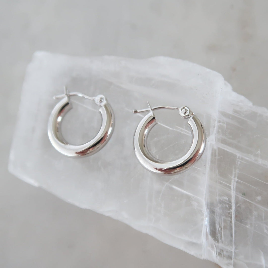 Petite Chubby Hoops 14K White Gold