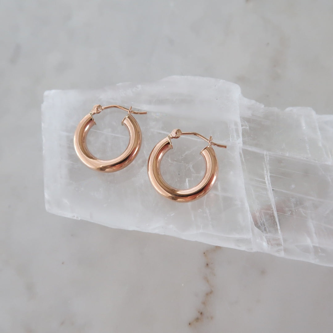 Petite Chubby Hoops 14K Rose Gold