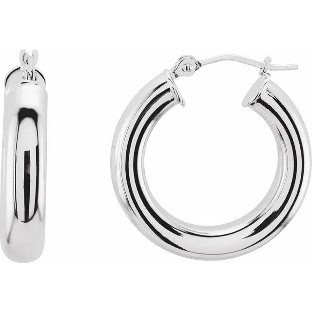 Small Chubby Hoops 14K White Gold