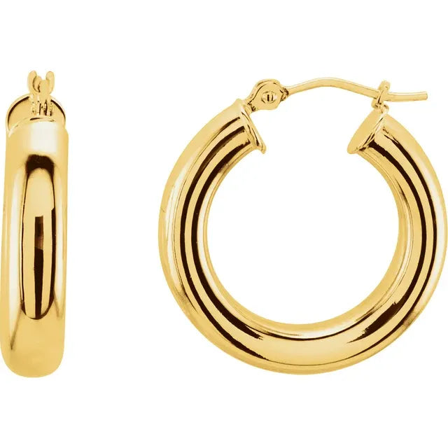 Small Chubby Hoops 14K Yellow Gold