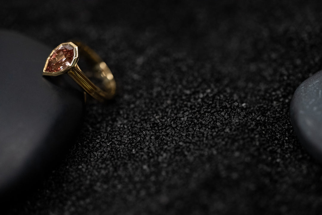 2.12 Pink Champagne Pear Diamond Step Cut Ring