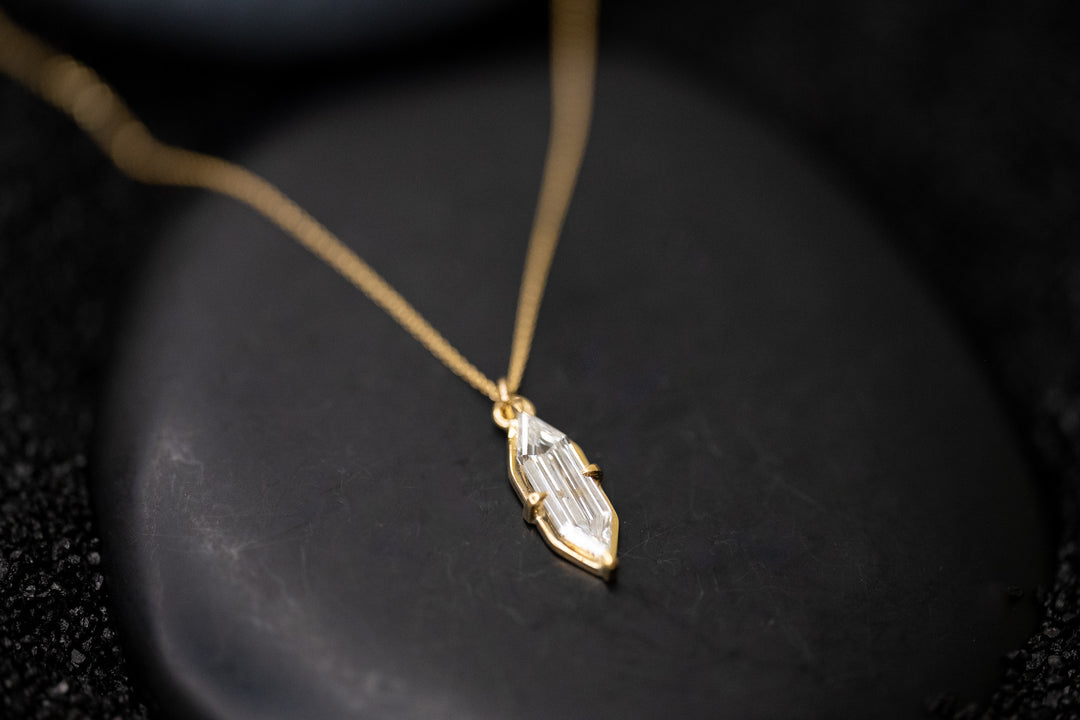 Elongated Hexagon Diamond Pendant Necklace