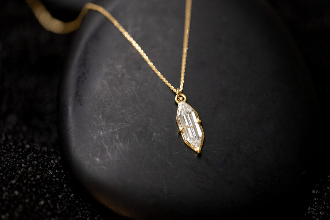 Elongated Hexagon Diamond Pendant Necklace