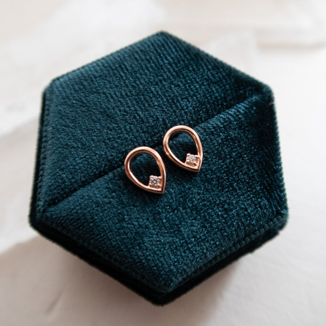 Open Pear Studs Rose Gold