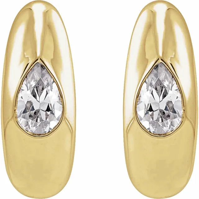 Pear Diamond Huggie Hoops