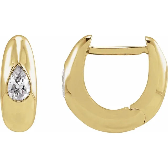 Pear Diamond Huggie Hoops