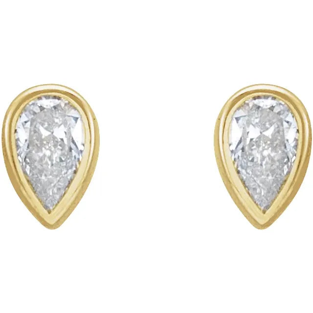 Petite Pear Diamond Bezel Studs