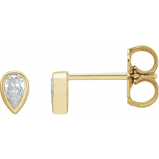 Petite Pear Diamond Bezel Studs