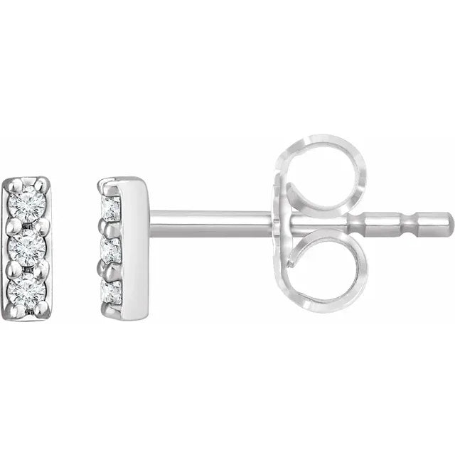 Petite Diamond Bar Studs Sterling