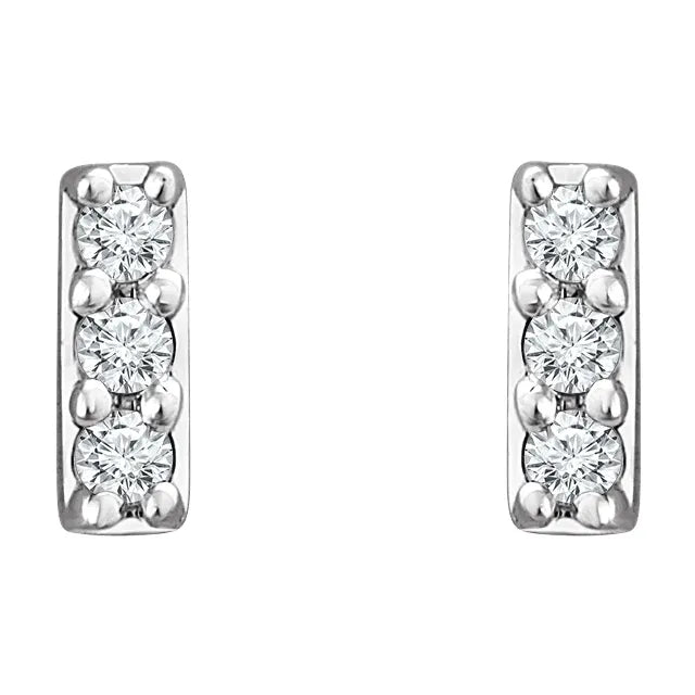 Petite Diamond Bar Studs Sterling