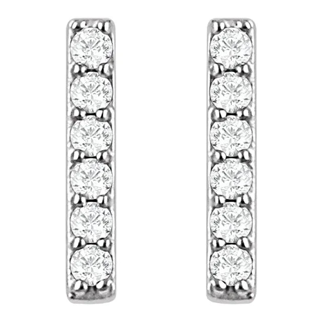 Sterling Diamond Bar Studs