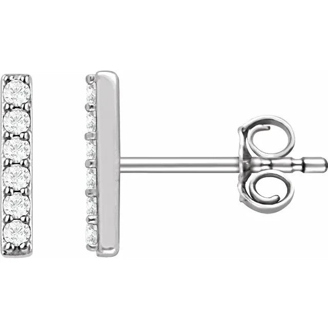 Sterling Diamond Bar Studs