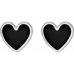 Black Enamel Heart Studs