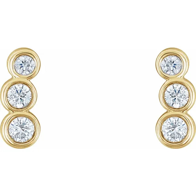 Petite Diamond Ear Climbers 14K Yellow Gold