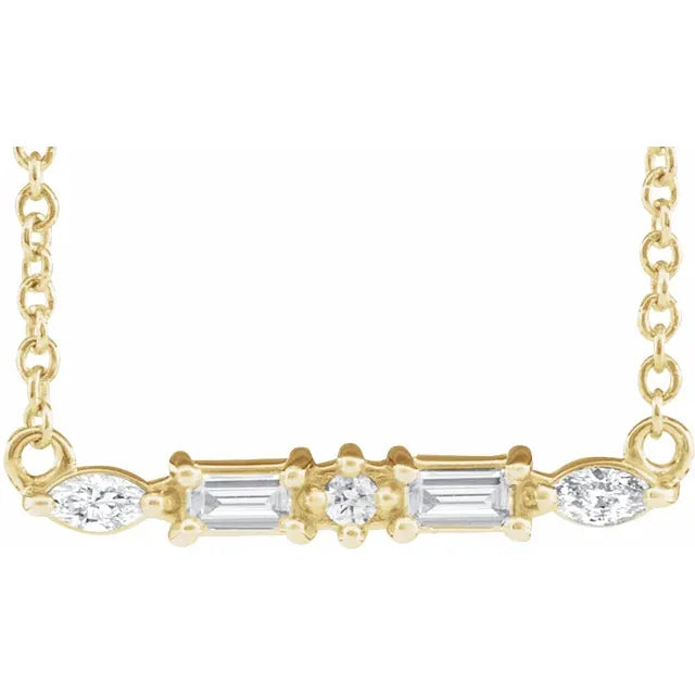 Mixed Shape Diamond Bar Necklace