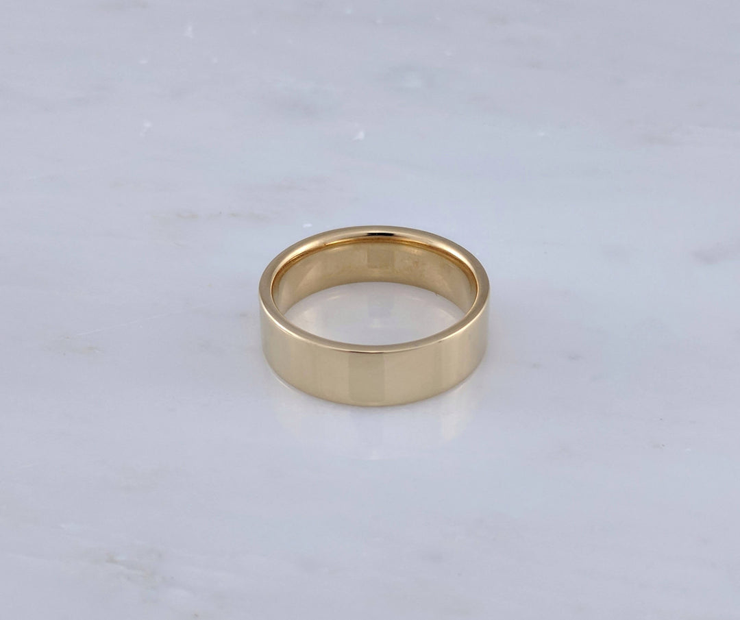 Mens 6mm 14K Yellow Gold Flat Band