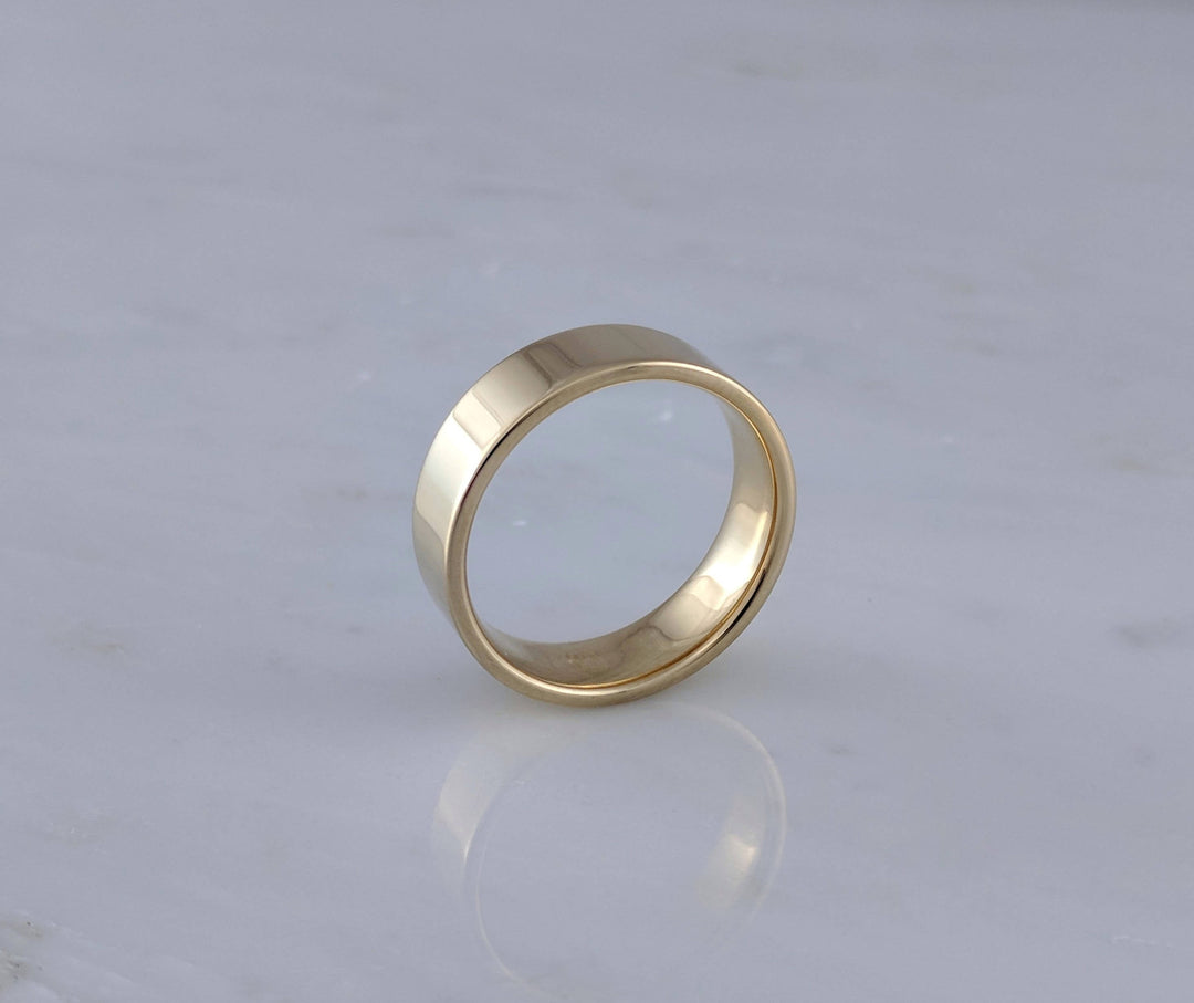 Mens 6mm 14K Yellow Gold Flat Band