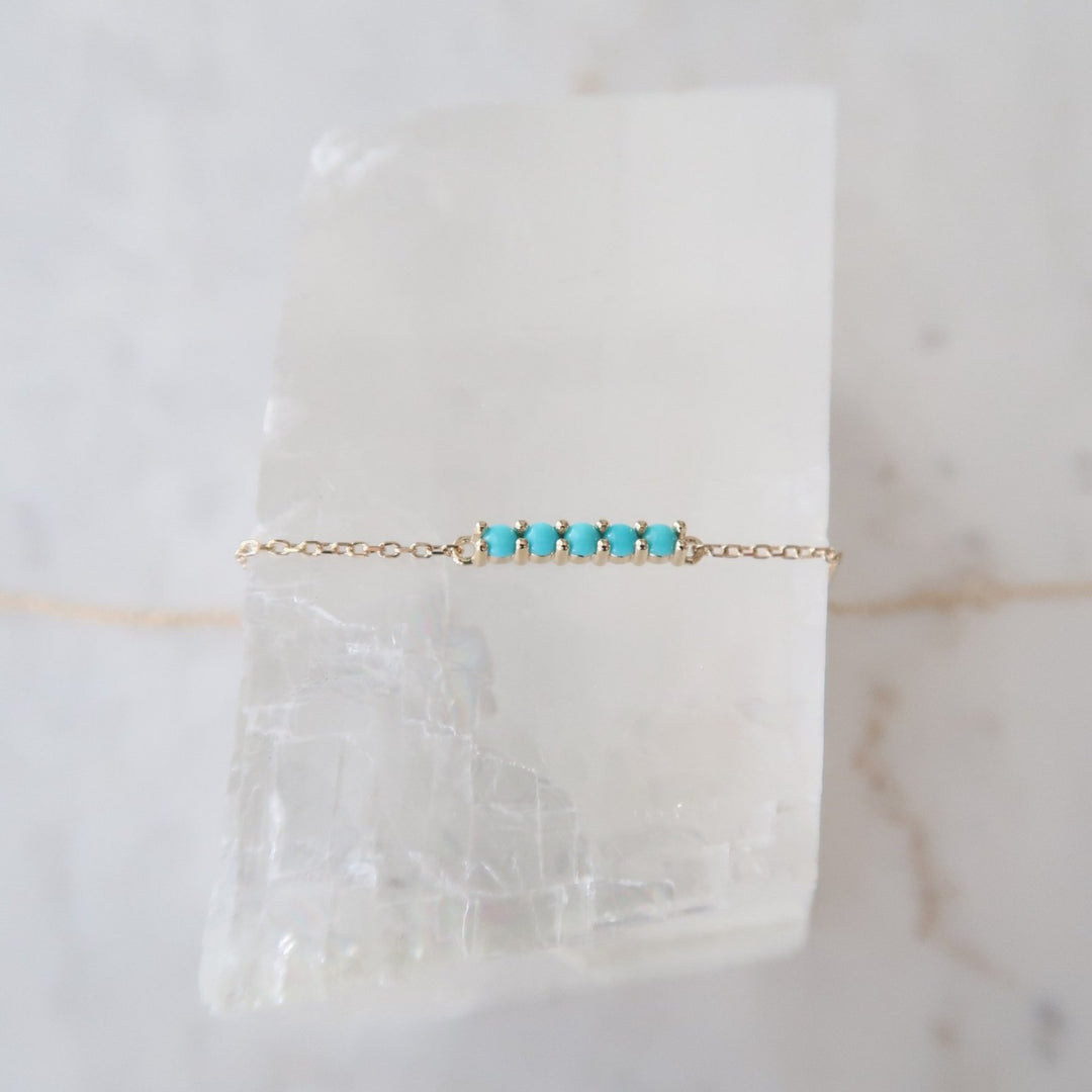 Petite Turquoise Bar Bracelet | 14K Yellow Gold