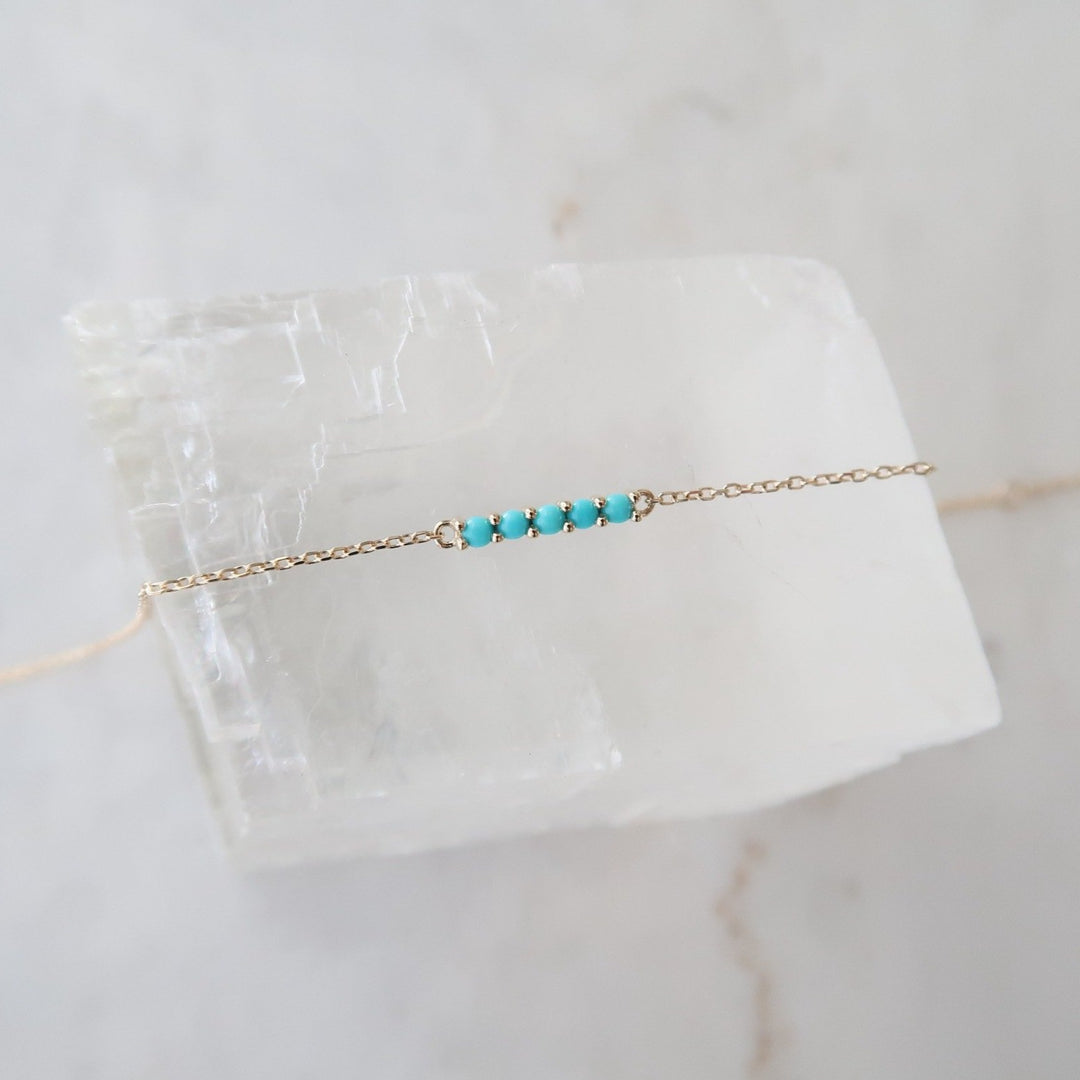 Petite Turquoise Bar Bracelet | 14K Yellow Gold