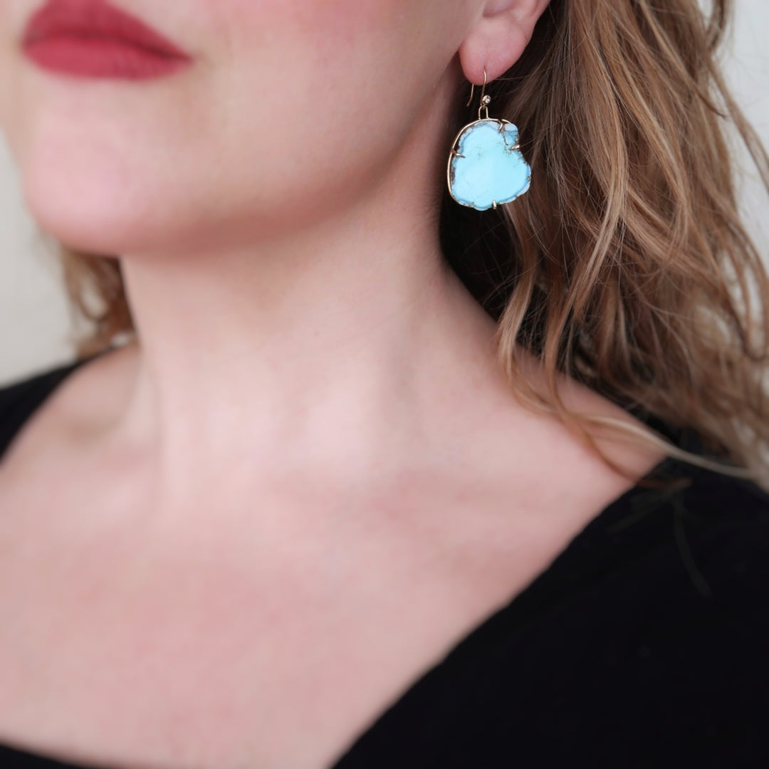 Turquoise Slab Earrings No. 1