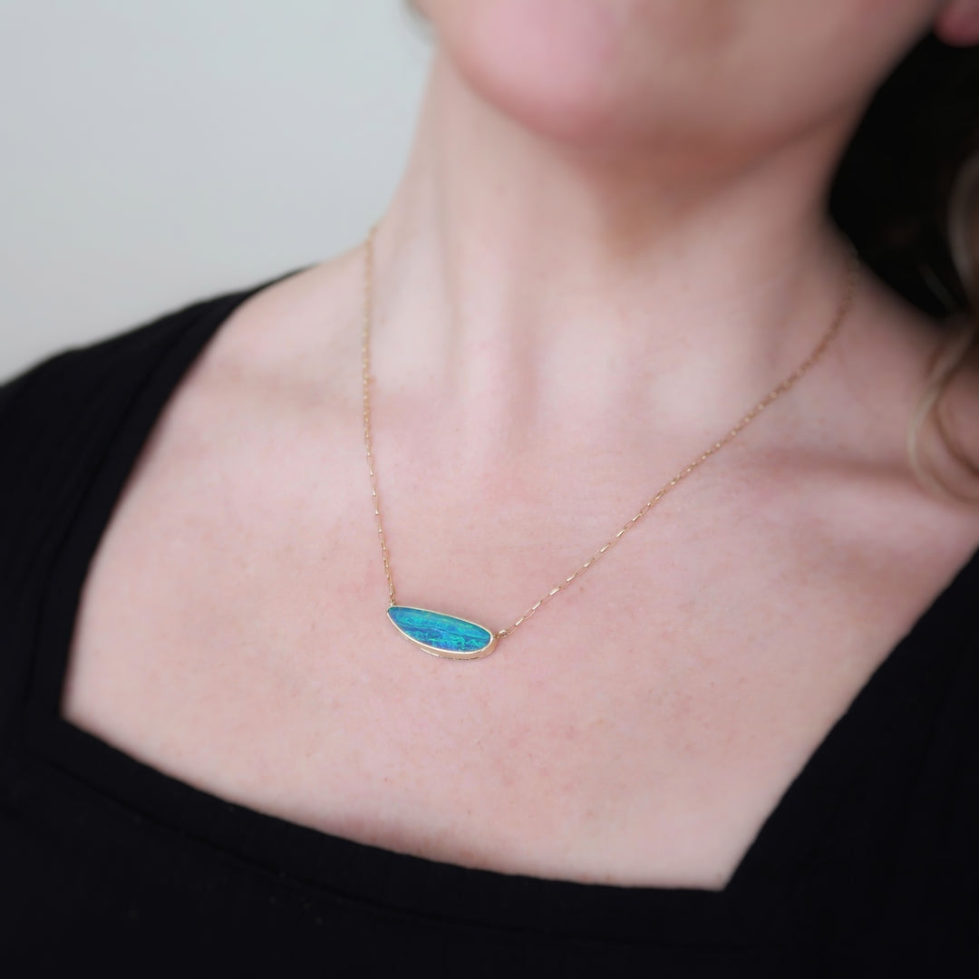 Freeform Opal Necklace in 14K Yellow Gold