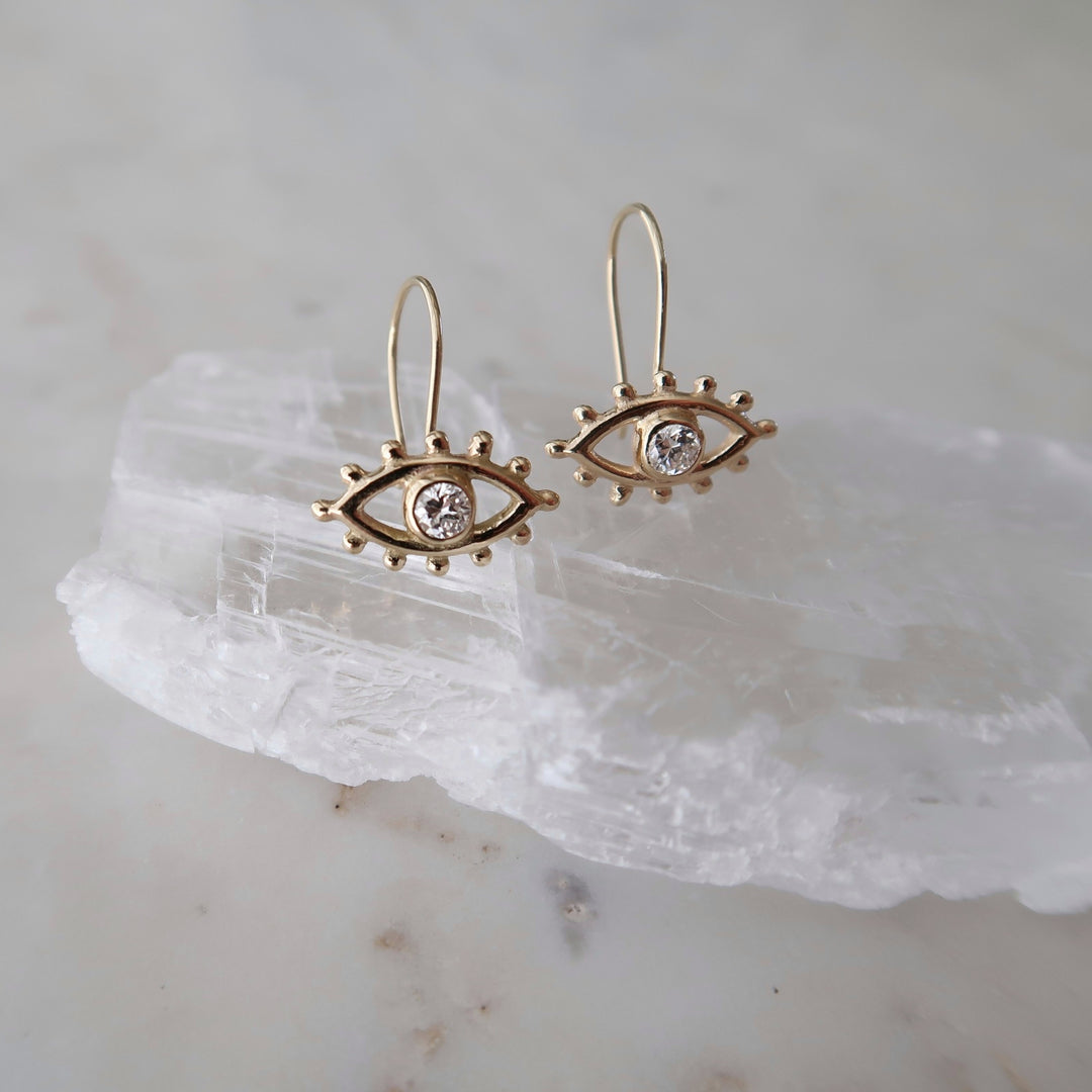 Beholder Drop Earrings in Yellow Gold