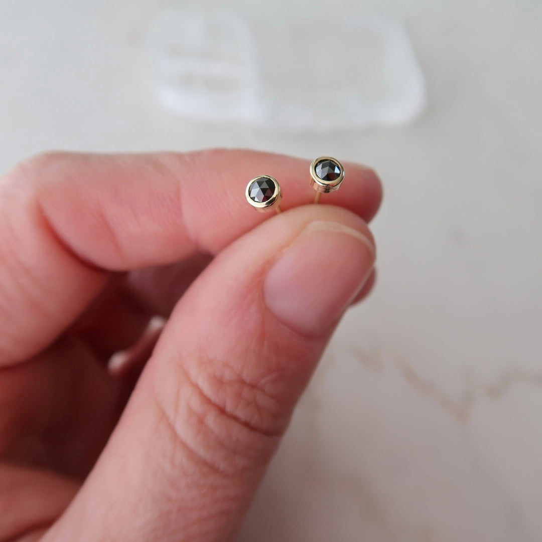 Petite Black Diamond Studs