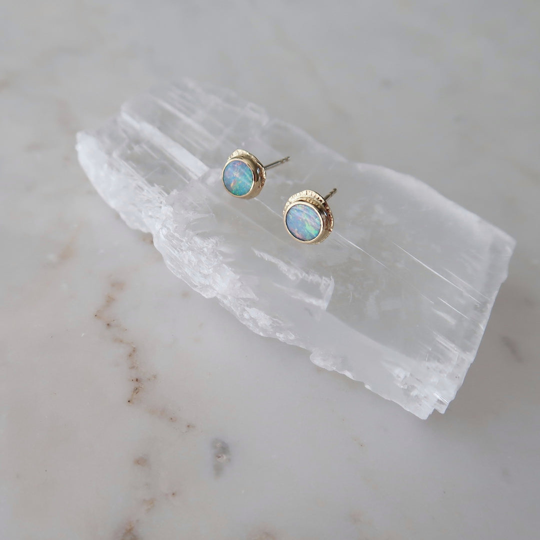 Iridescent Pink Opal Portal Studs