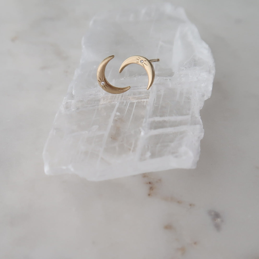 Crescent Studs Yellow Gold