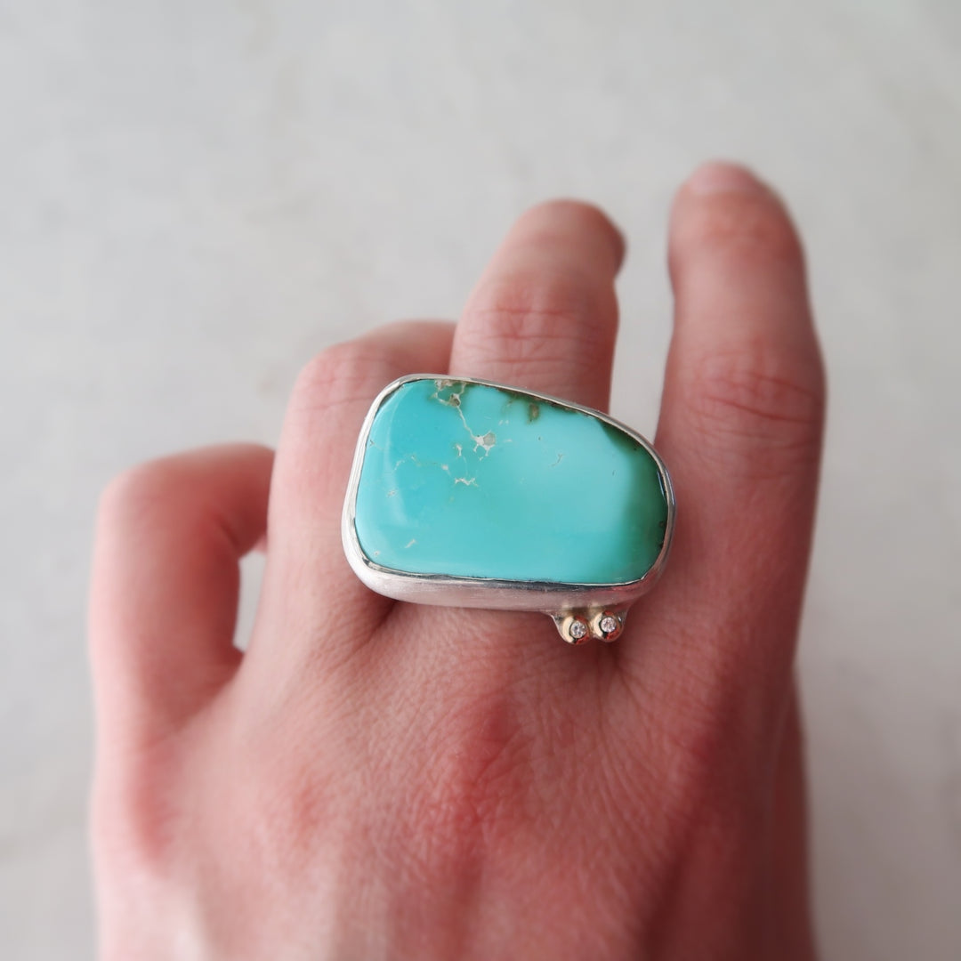 Turquoise Ring with Diamond Accents