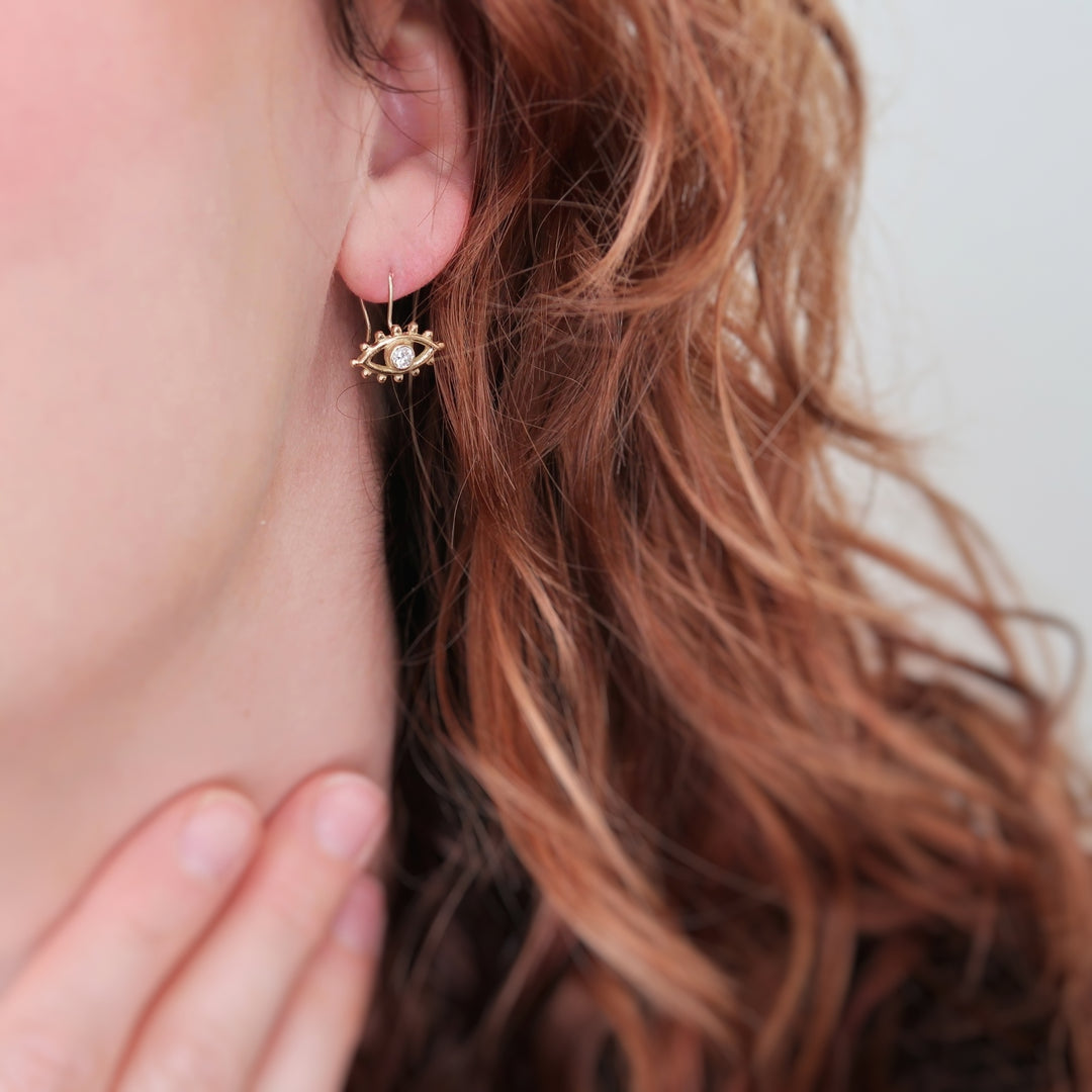 Beholder Drop Earrings in Yellow Gold