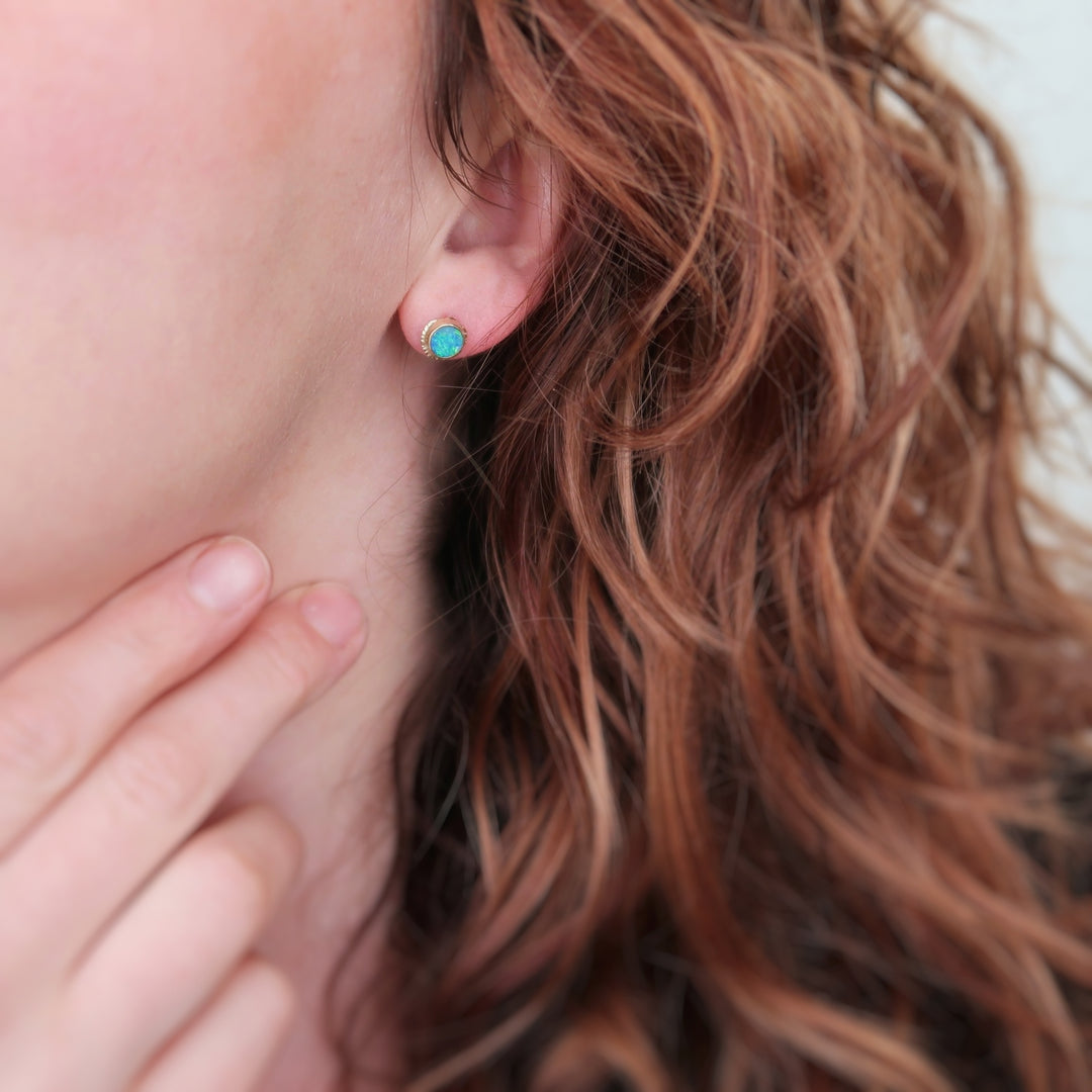 Blue Opal Portal Studs