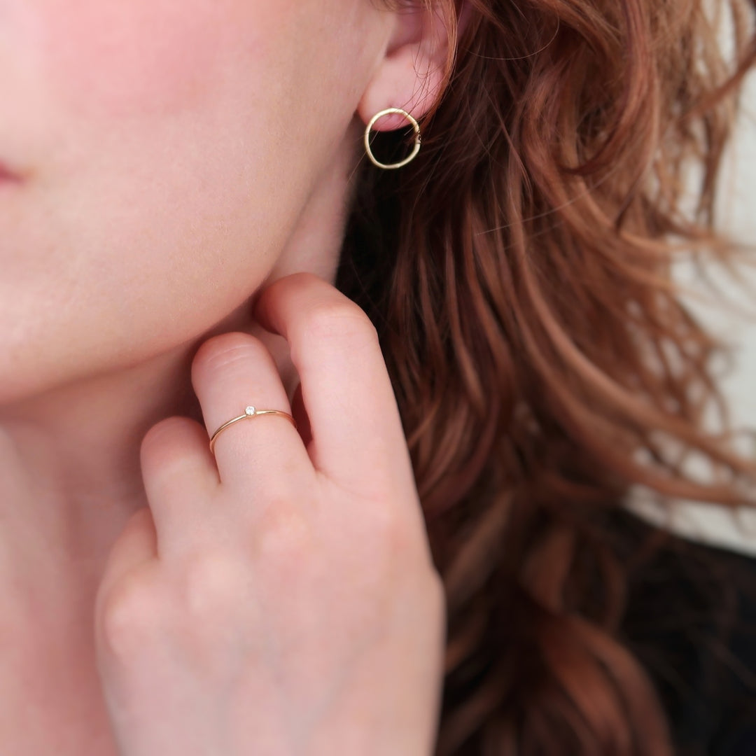 Small Hoop Studs Yellow Gold