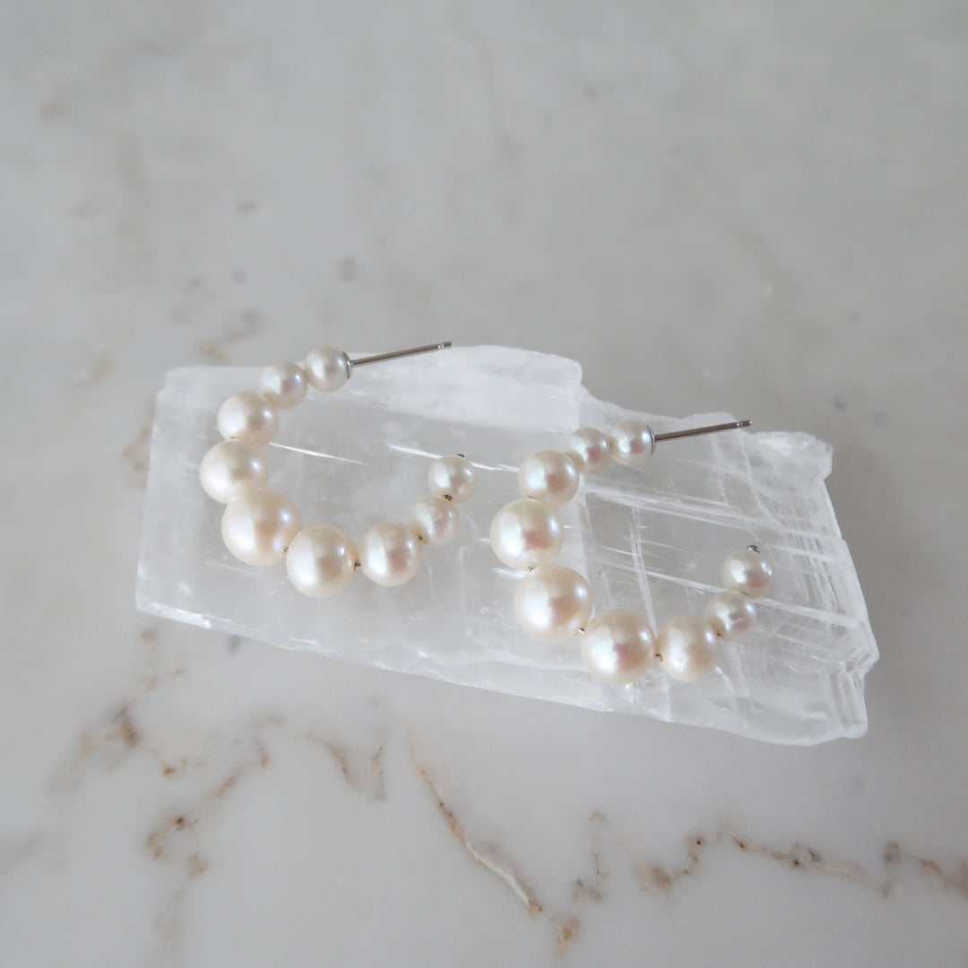 Chunky Pearl Hoop Earrings