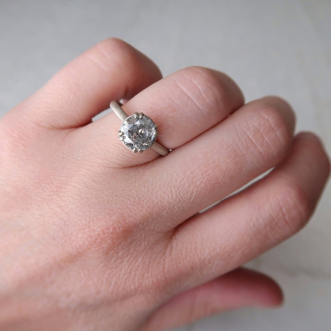 2.01 Ct Salt + Pepper Diamond Ring | 8 Prong Setting