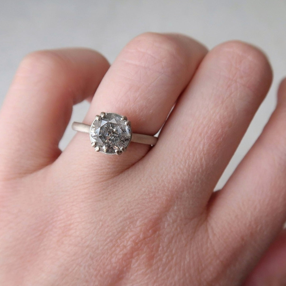 2.01 Ct Salt + Pepper Diamond Ring | 8 Prong Setting