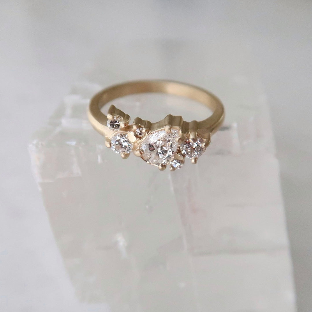 Pear Diamond Cluster Ring | Yellow Gold