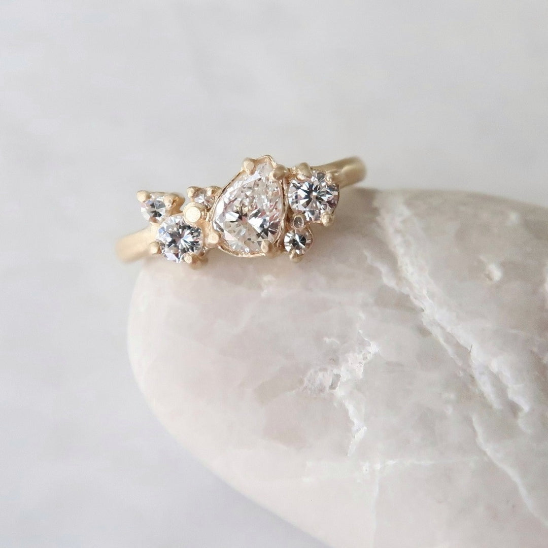 Pear Diamond Cluster Ring | Yellow Gold