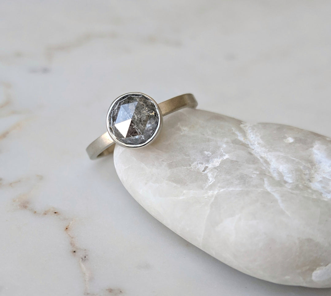 Salt & Pepper Diamond Ring | 14K White Gold